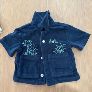 Kith Kids Dark Blue Jacket with Tropical Embroidery